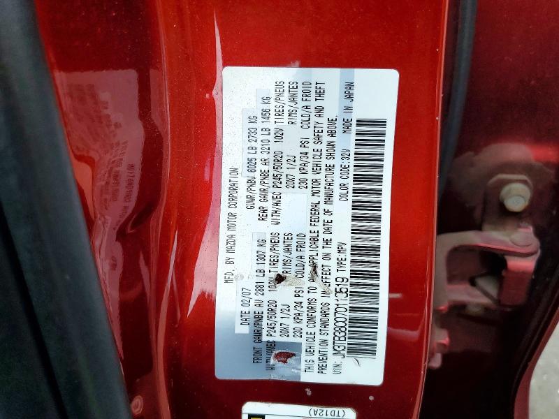 Продаж на аукціоні авто 2007 Mazda Cx-9, vin: JM3TB38C070113519, номер лоту: 61310716