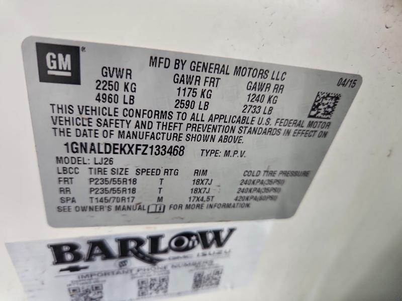 60568876 :رقم المزاد ، 1GNALDEKXFZ133468 vin ، 2015 Chevrolet Equinox مزاد بيع