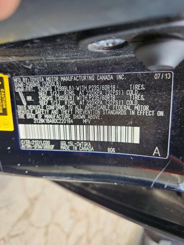 59987046 :رقم المزاد ، 2T2BK1BA8DC220184 vin ، 2013 Lexus Rx 350 مزاد بيع