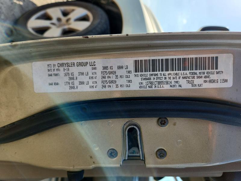 2011 Dodge Ram 1500 მანქანა იყიდება აუქციონზე, vin: 1D7RB1CT8BS515614, აუქციონის ნომერი: 63501276
