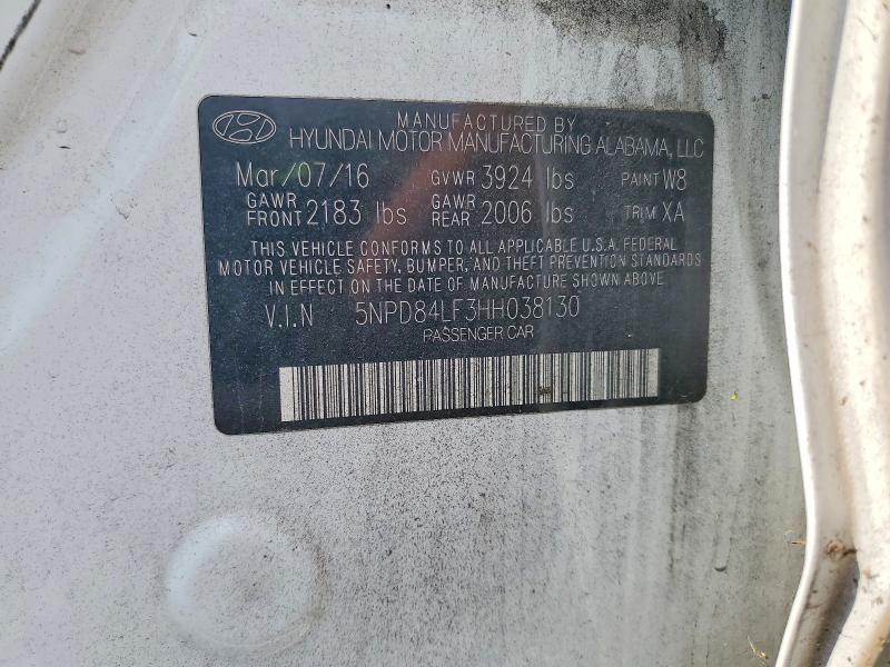 Продаж на аукціоні авто 2017 Hyundai Elantra, vin: 5NPD84LF3HH038130, номер лоту: 60870456
