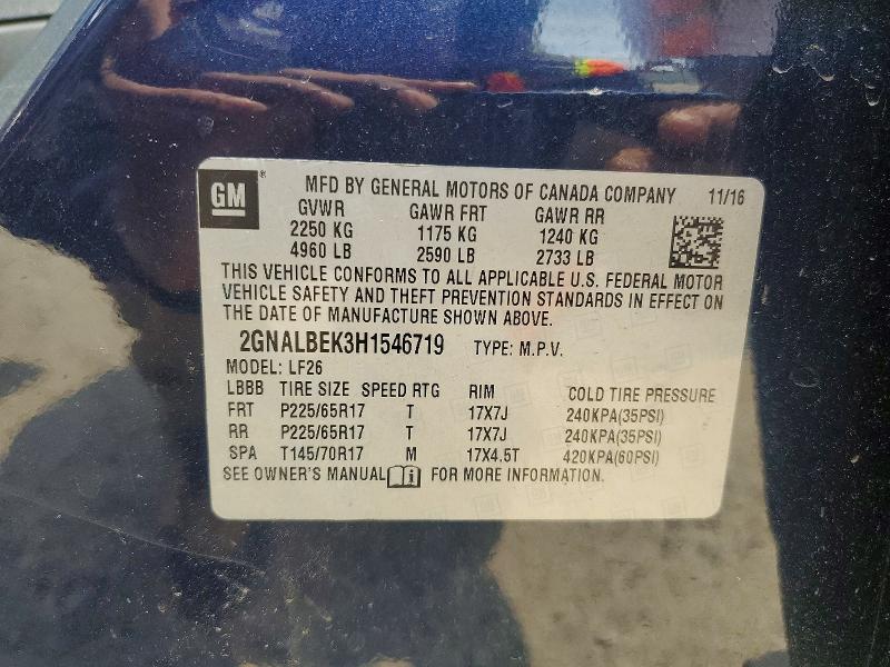 Продажа на аукционе авто 2017 Chevrolet Equinox, vin: 2GNALBEK3H1546719, номер лота: 62616776