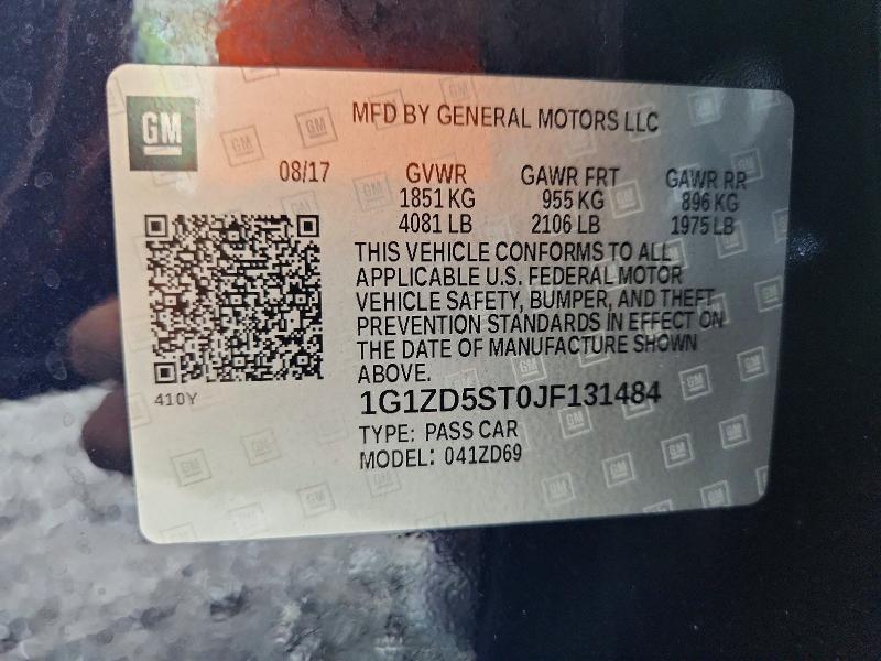 2018 Chevrolet Malibu მანქანა იყიდება აუქციონზე, vin: 1G1ZD5ST0JF131484, აუქციონის ნომერი: 59647146