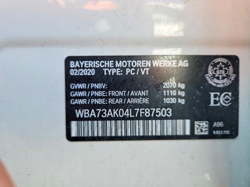 Продажа на аукционе авто 2020 Bmw 228xi, vin: WBA73AK04L7F87503, номер лота: 62210006