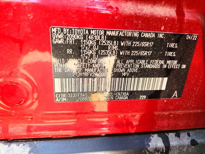 2022 Toyota Rav4 მანქანა იყიდება აუქციონზე, vin: 2T3H1RFV2NW200985, აუქციონის ნომერი: 59653676