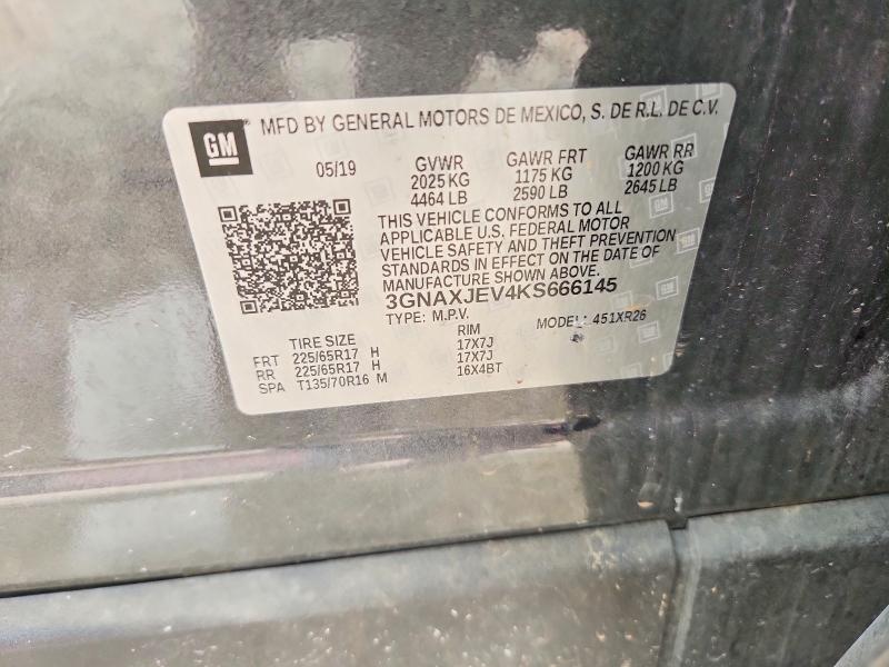 2019 Chevrolet Equinox მანქანა იყიდება აუქციონზე, vin: 3GNAXJEV4KS666145, აუქციონის ნომერი: 61191506