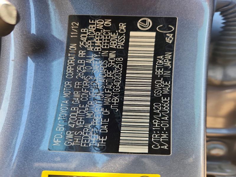 Aukcja sprzedaży 2013 Lexus Es, vin: JTHBK1GG4D2032518, numer aukcji: 60456026