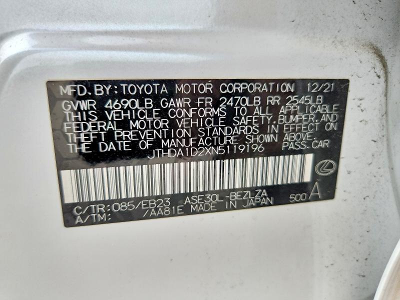 Продаж на аукціоні авто 2022 Lexus Is, vin: JTHDA1D2XN5119196, номер лоту: 60006026