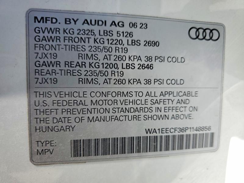 Продажа на аукционе авто 2023 Audi Q3, vin: WA1EECF36P1148856, номер лота: 60204916