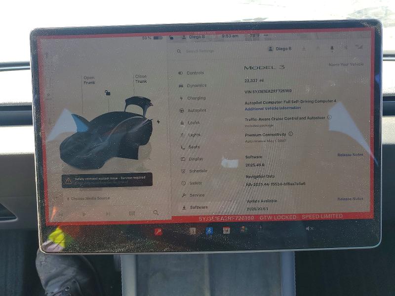 Aukcja sprzedaży 2024 Tesla Model 3, vin: 5YJ3E1EA2RF726169, numer aukcji: 57878586