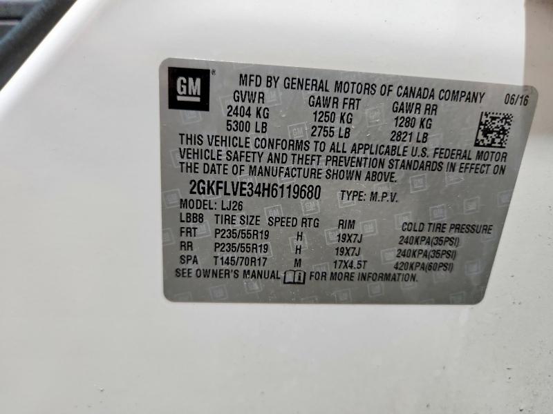 59712806 :رقم المزاد ، 2GKFLVE34H6119680 vin ، 2017 Gmc Terrain مزاد بيع