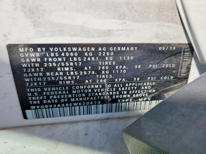 62355466 :رقم المزاد ، WVGBV3AX8EW620473 vin ، 2014 Volkswagen Tiguan مزاد بيع