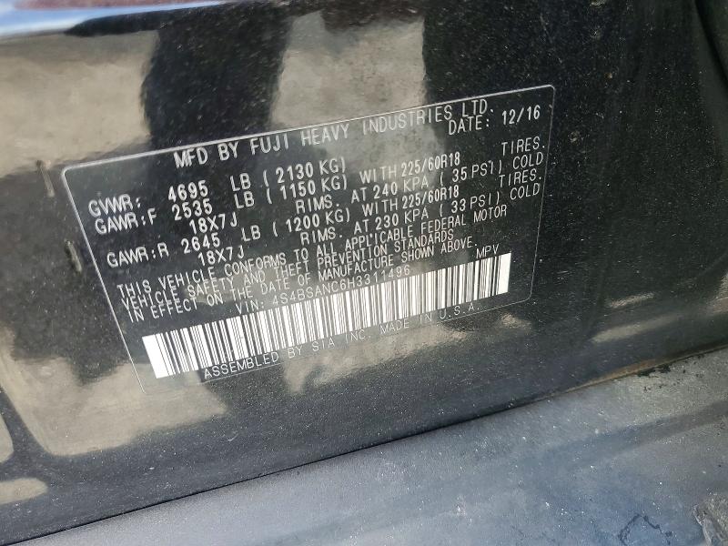 Aukcja sprzedaży 2017 Subaru Outback, vin: 4S4BSANC6H3311496, numer aukcji: 61336636