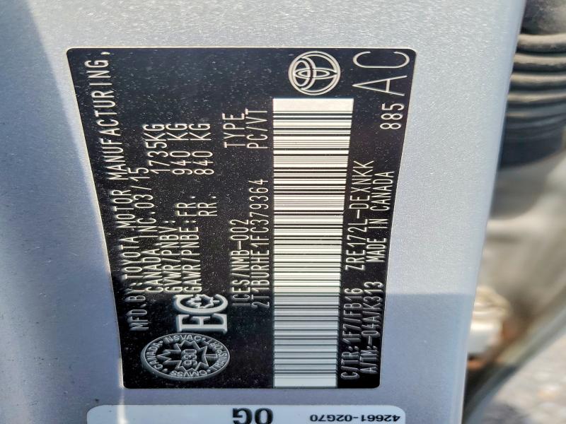 Продажа на аукционе авто 2015 Toyota Corolla, vin: 2T1BURHE1FC379364, номер лота: 59602776