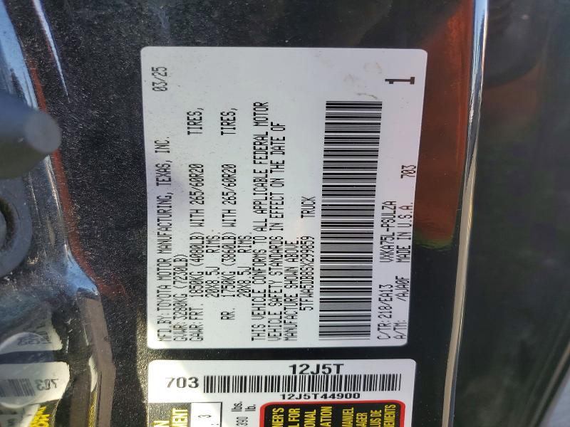 59911666 :رقم المزاد ، 5TFWA5DB8SX299859 vin ، 2025 Toyota Tundra مزاد بيع