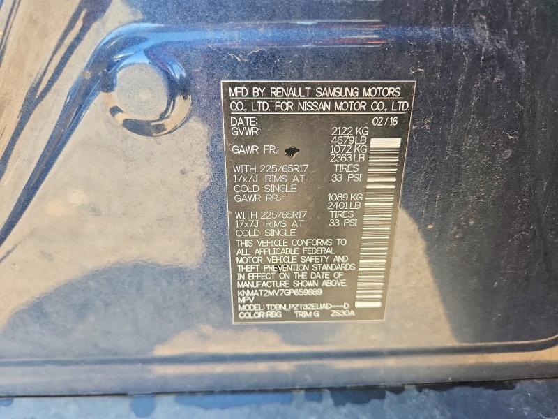 2016 Nissan Rogue მანქანა იყიდება აუქციონზე, vin: KNMAT2MV7GP659689, აუქციონის ნომერი: 59250736