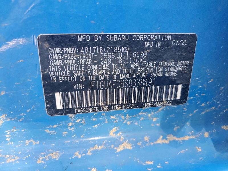 61613546 :رقم المزاد ، JF1GUAFC6S8338491 vin ، 2025 Subaru Impreza مزاد بيع