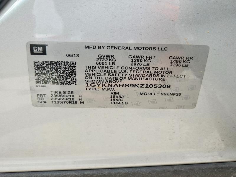 Продажа на аукционе авто 2019 Cadillac Xt5, vin: 1GYKNARS9KZ105309, номер лота: 60971076