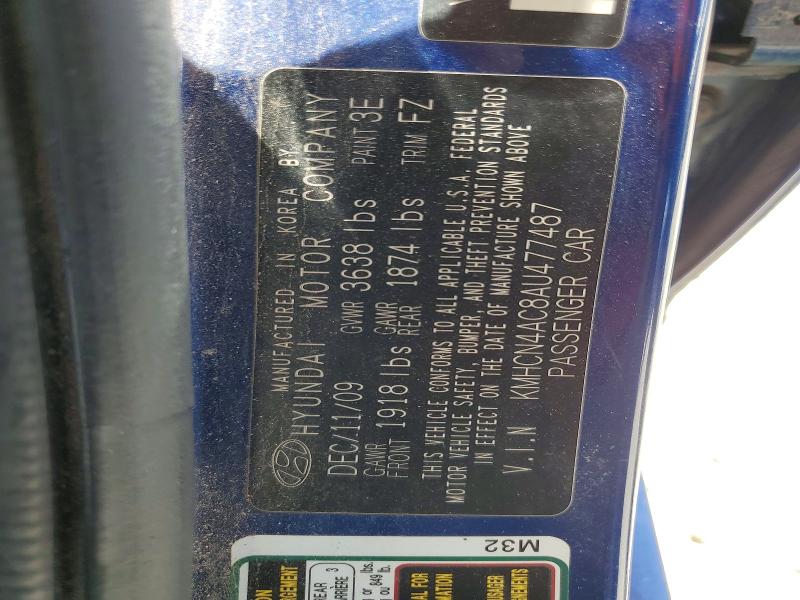 60417076 :رقم المزاد ، KMHCN4AC8AU477487 vin ، 2010 Hyundai Accent مزاد بيع