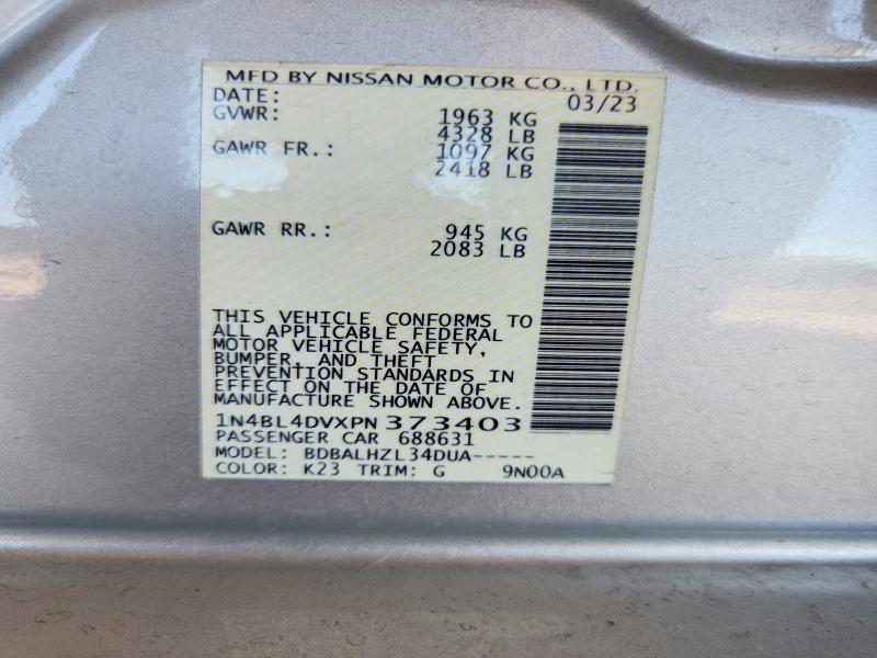 Продажа на аукционе авто 2023 Nissan Altima, vin: 1N4BL4DVXPN373403, номер лота: 60484926