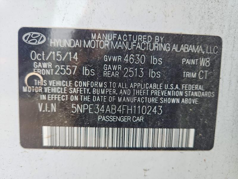 Продажа на аукционе авто 2015 Hyundai Sonata, vin: 5NPE34AB4FH110243, номер лота: 62265686