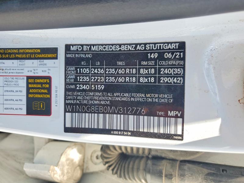 62339126 :رقم المزاد ، W1N0G8EB0MV312776 vin ، 2021 Mercedes-benz Glc مزاد بيع