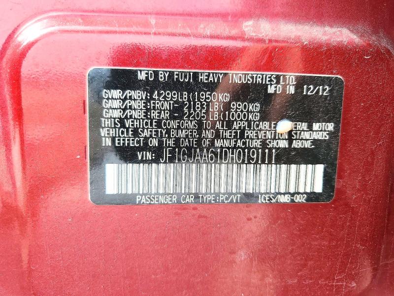 Aukcja sprzedaży 2013 Subaru Impreza, vin: JF1GJAA61DH019111, numer aukcji: 61219996