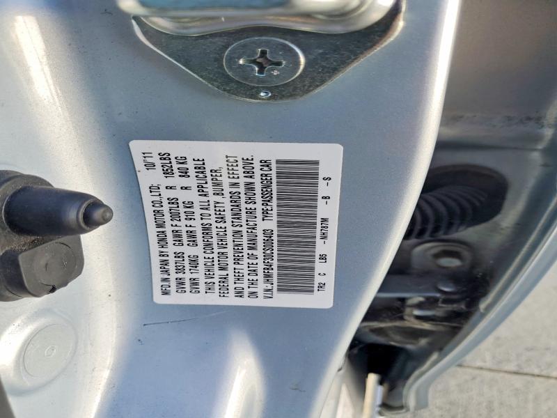 Продаж на аукціоні авто 2012 Honda Civic, vin: JHMFB4F30CS006403, номер лоту: 62523766