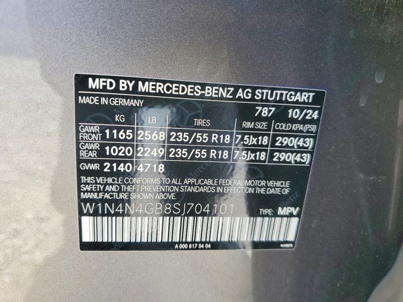 2025 Mercedes-benz Gla მანქანა იყიდება აუქციონზე, vin: W1N4N4GB8SJ704101, აუქციონის ნომერი: 61532046
