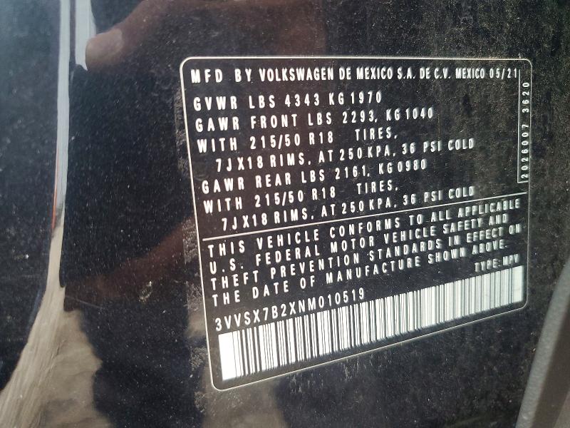 Продаж на аукціоні авто 2022 Volkswagen Taos, vin: 3VVSX7B2XNM010519, номер лоту: 61353306