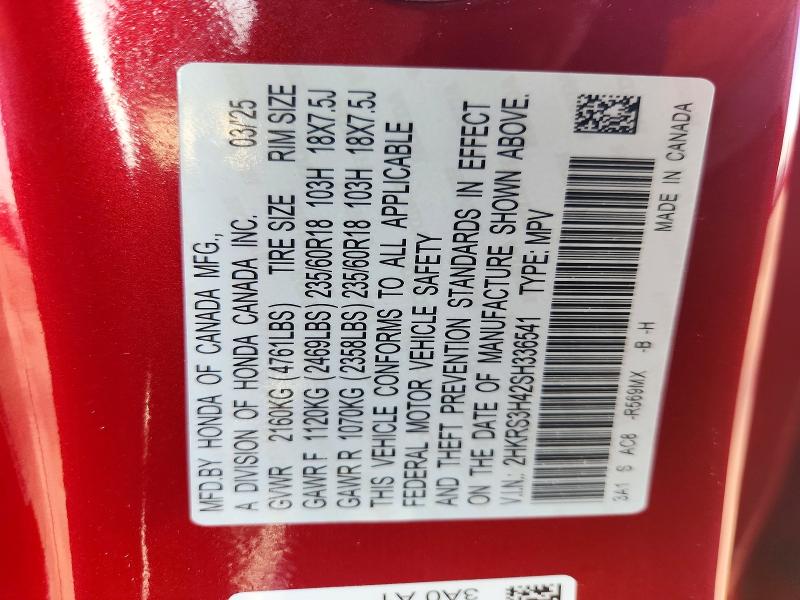 59400376 :رقم المزاد ، 2HKRS3H42SH336541 vin ، 2025 Honda Cr-v مزاد بيع