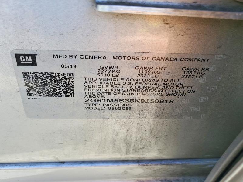 60838816 :رقم المزاد ، 2G61M5S38K9150818 vin ، 2019 Cadillac Xts مزاد بيع