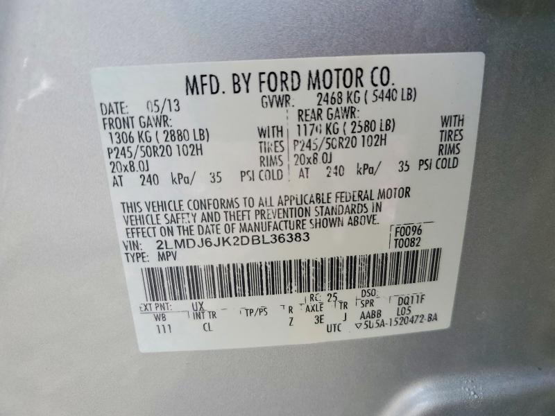 Aukcja sprzedaży 2013 Lincoln Mkx, vin: 2LMDJ6JK2DBL36383, numer aukcji: 59920326