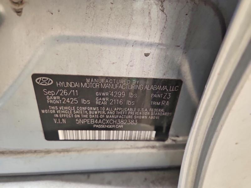 Продаж на аукціоні авто 2012 Hyundai Sonata, vin: 5NPEB4ACXCH382383, номер лоту: 59189736