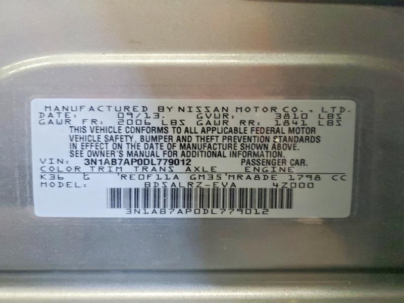 Продажа на аукционе авто 2013 Nissan Sentra, vin: 3N1AB7AP0DL779012, номер лота: 59575826