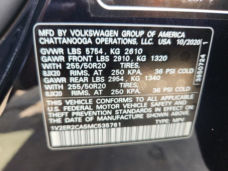 Продажа на аукционе авто 2021 Volkswagen Atlas, vin: 1V2ER2CA5MC535761, номер лота: 60638346