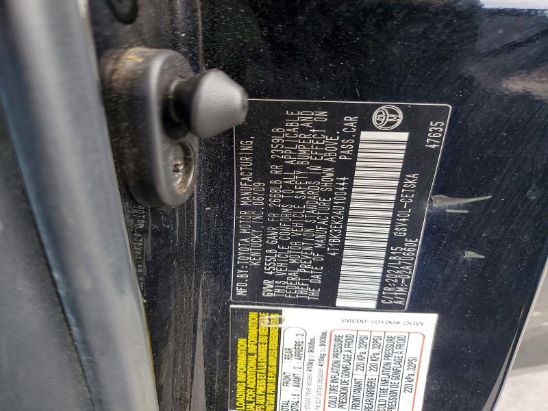 2010 Toyota Camry მანქანა იყიდება აუქციონზე, vin: 4T1BK3EK2AU100444, აუქციონის ნომერი: 61103476