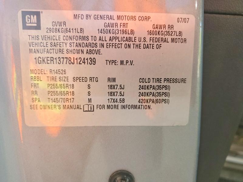 Продаж на аукціоні авто 2008 Gmc Acadia, vin: 1GKER13778J124139, номер лоту: 62153626