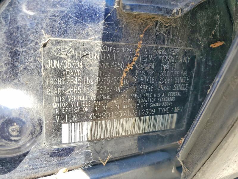 Продажа на аукционе авто 2004 Hyundai Santa Fe, vin: KM8SB12BX4U812309, номер лота: 60062606