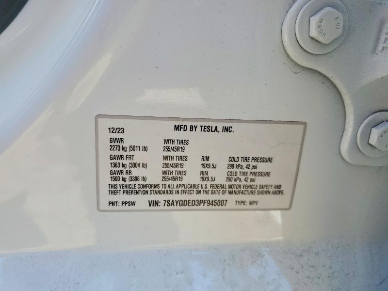 Продаж на аукціоні авто 2023 Tesla Model Y, vin: 7SAYGDED3PF945007, номер лоту: 63222856