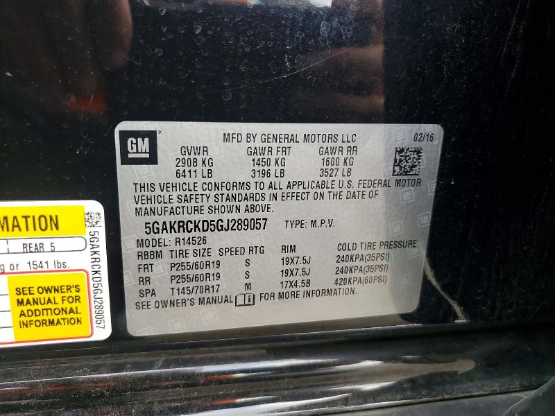 Aukcja sprzedaży 2016 Buick Enclave, vin: 5GAKRCKD5GJ289057, numer aukcji: 60404736