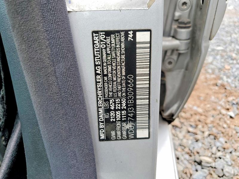 60169776 :رقم المزاد ، WDBJF74J31B309660 vin ، 2001 Mercedes-benz E مزاد بيع