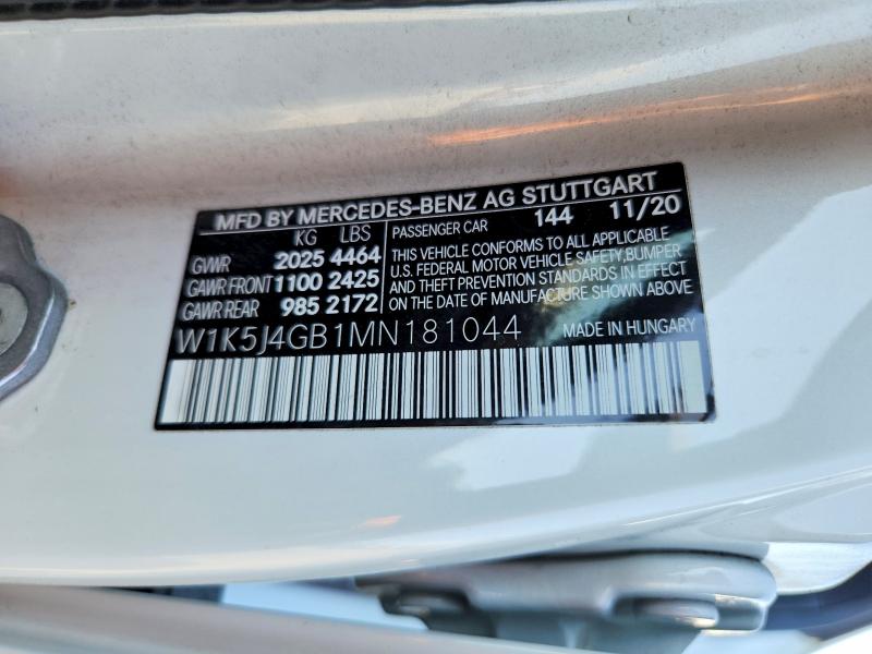 60897416 :رقم المزاد ، W1K5J4GB1MN181044 vin ، 2021 Mercedes-benz Cla مزاد بيع