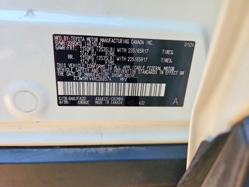 Aukcja sprzedaży 2024 Toyota Rav4, vin: 2T3W1RFV4RC268574, numer aukcji: 61370156