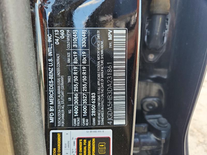 Aukcja sprzedaży 2013 Mercedes-benz Ml, vin: 4JGDA5HB3DA231861, numer aukcji: 61534656