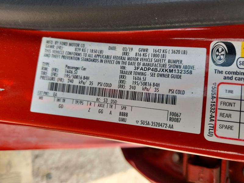 Продаж на аукціоні авто 2019 Ford Fiesta, vin: 3FADP4BJXKM132358, номер лоту: 60492416