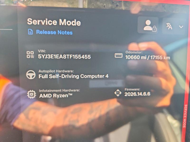 85793505 :رقم المزاد ، 5YJ3E1EA8TF155455 vin ، 2026 Tesla Model 3 مزاد بيع