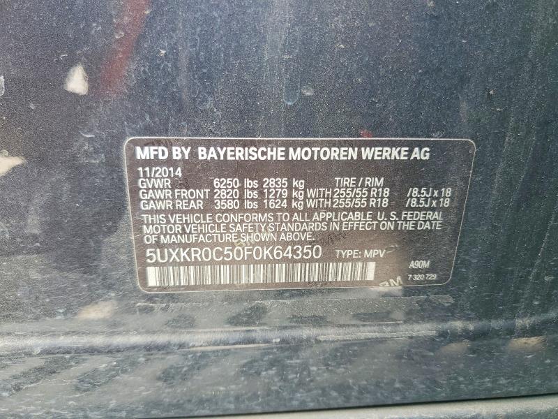 61577566 :رقم المزاد ، 5UXKR0C50F0K64350 vin ، 2015 Bmw X5 مزاد بيع
