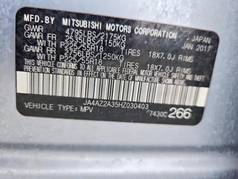 Auction sale of the 2017 Mitsubishi Outlander, vin: JA4AZ2A35HZ030403, lot number: 61507186