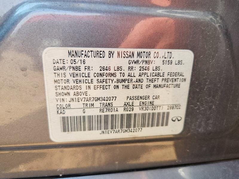 Aukcja sprzedaży 2016 Infiniti Q50, vin: JN1EV7AR7GM342077, numer aukcji: 61723606
